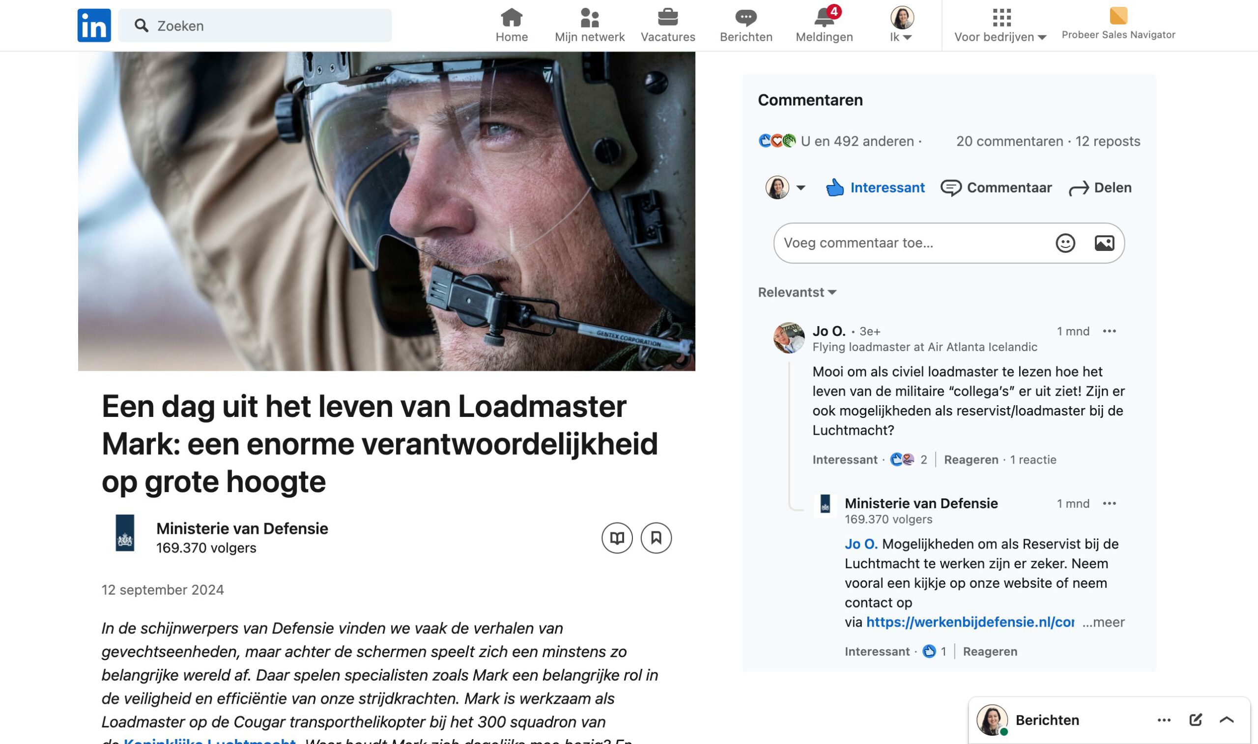 Screenshot van het artikel van Mark
